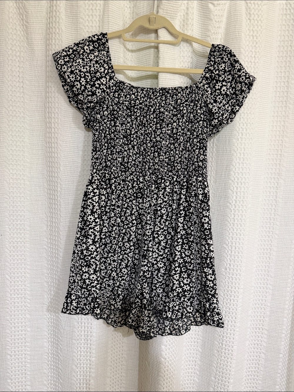 Black & White Floral Smocked romper